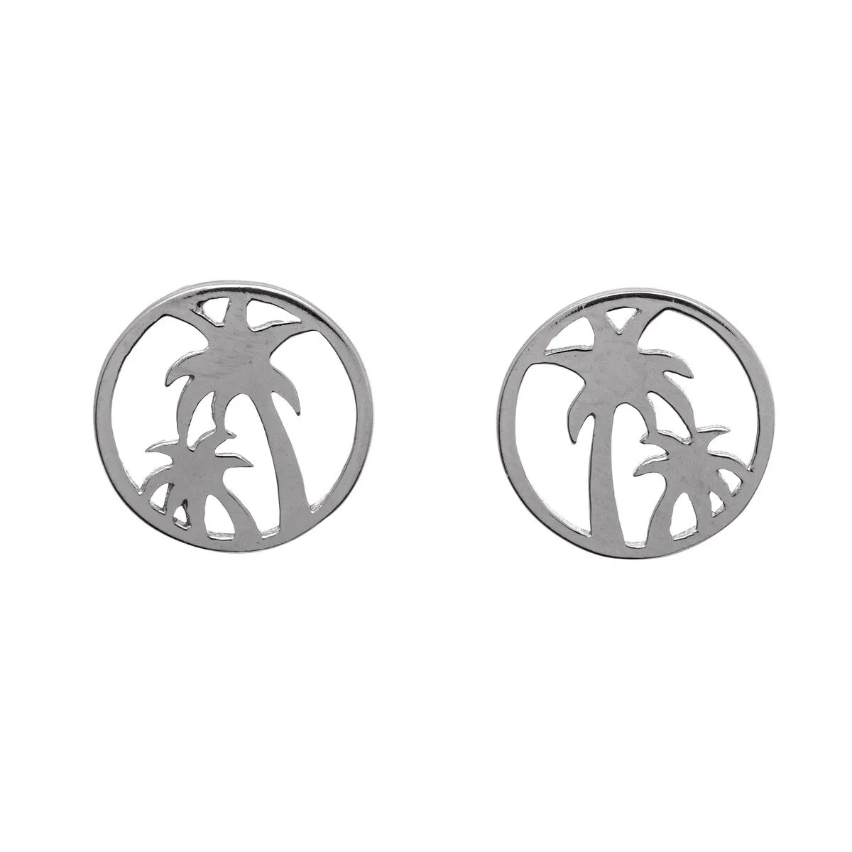 Sterling Silver Circular Palm Trees Stud Earrings sold by Zulily