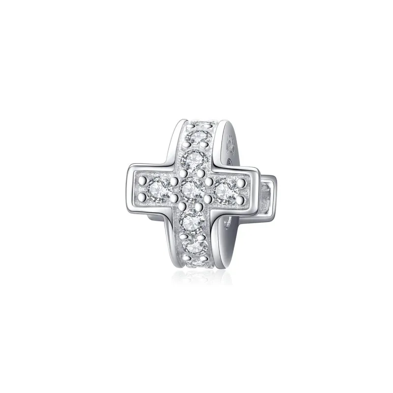 Clear Cubic Zirconia & Sterling Silver Cross Bead Charm sold by Zulily