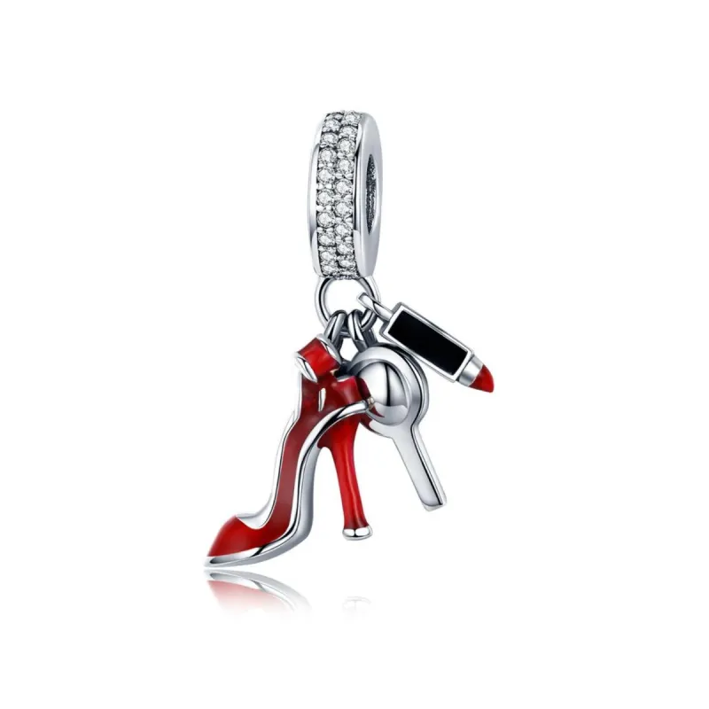 Sterling Silver Red High Heel And Lipstick Charm sold by Zulily