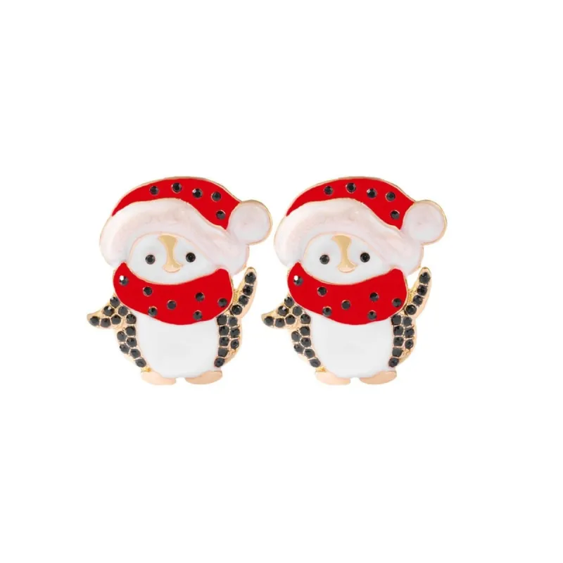 Statement Holiday Penguin Earrings With Crystal Accents sold by Zulily