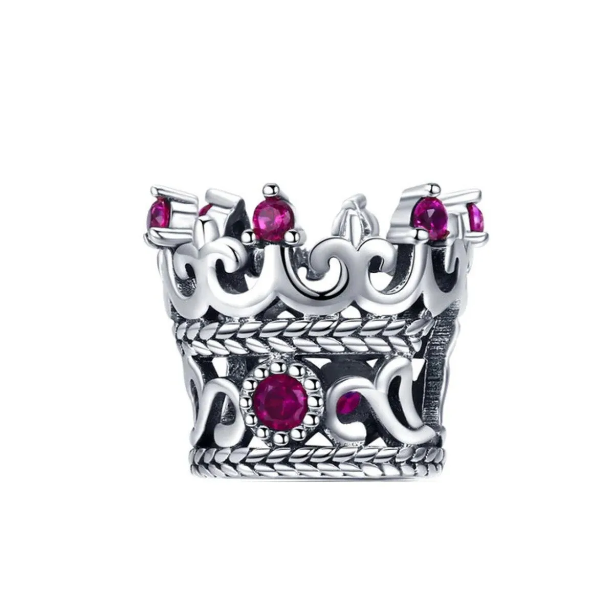 Fuchsia Cubic Zirconia & Sterling Silver Crown Charm sold by Zulily