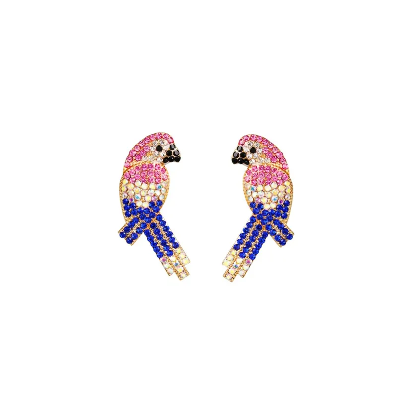 Pink & Blue Crystal Pave Parrot Stud Earrings sold by Zulily