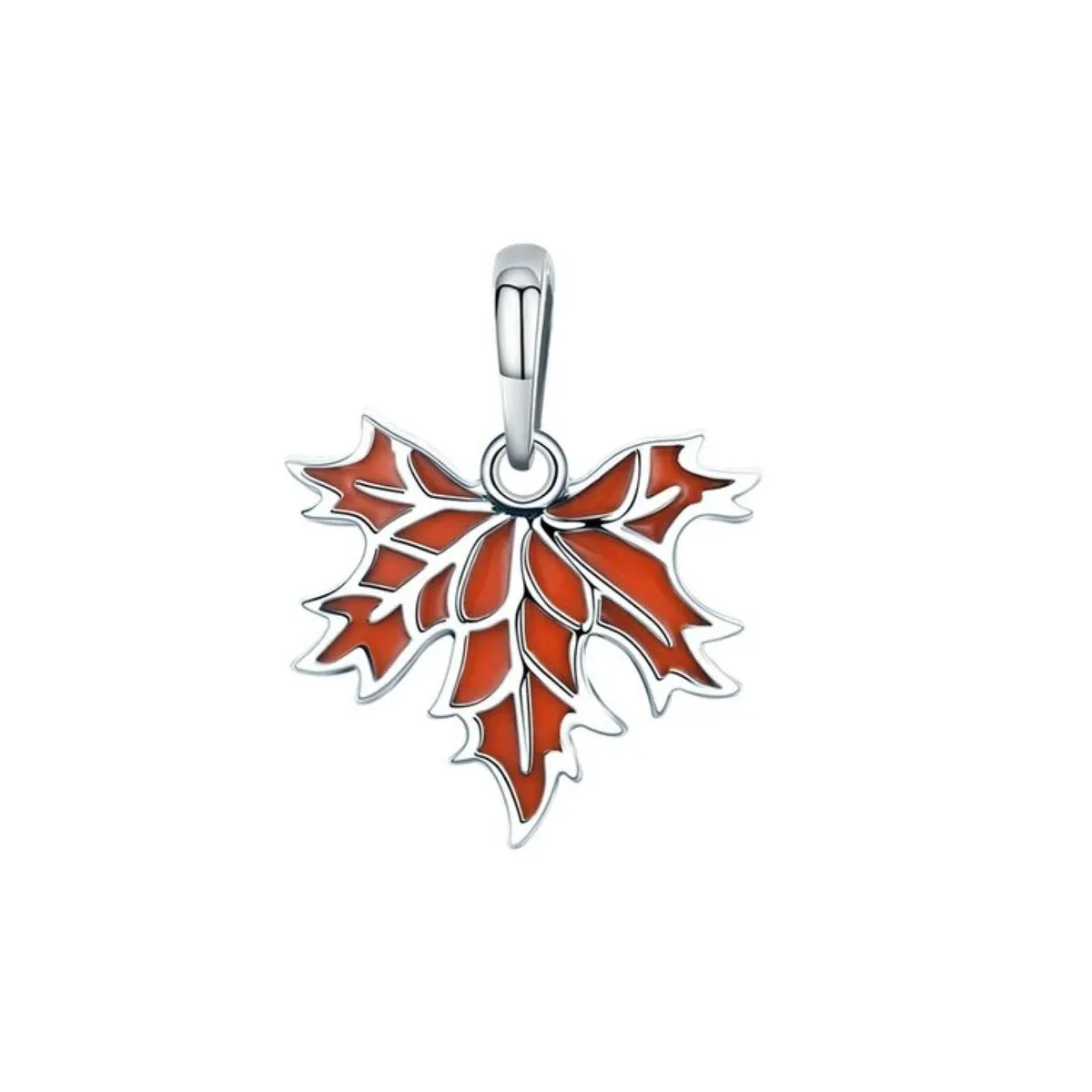 Sterling Silver & Burnt Orange Fall Leaf Bracelet Charm sold by Zulily