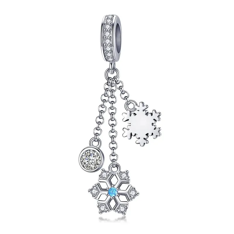 Sterling Silver & CZ Clear and Aqua Dangling Snowflake Charm sold by Zulily
