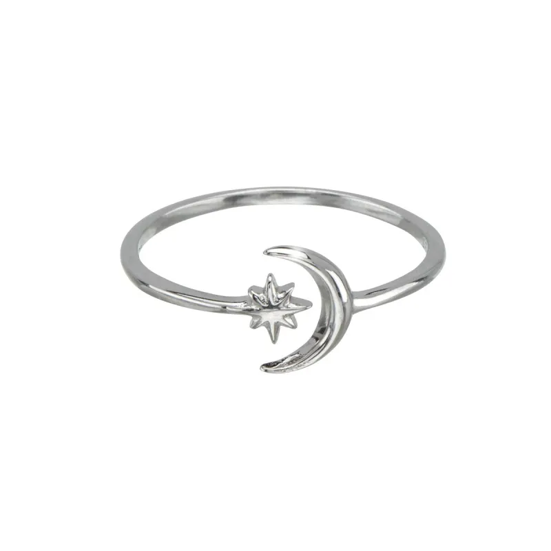 Sterling Silver Moon & Star Ring sold by Zulily