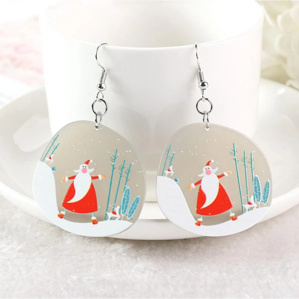 Happy Santa & Wintery Outdoors Circular Drop Earrings sold by Zulily