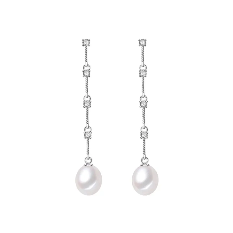 White Freshwater Pearl & Sterling Silver Rope Drop Earrings sold by Zulily