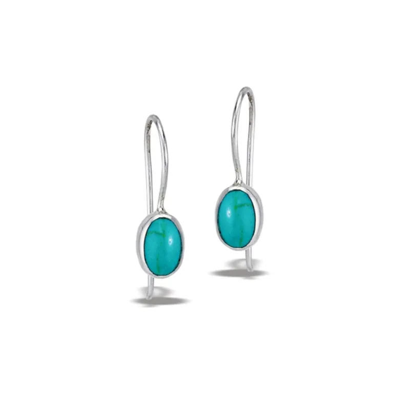 Sterling Silver Imitation Turquoise Oval Threader Earrings made by Zulily