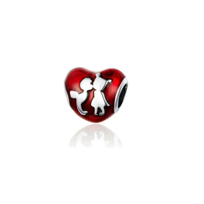 Red & Sterling Silver Heart & Kiss Charm sold by Zulily