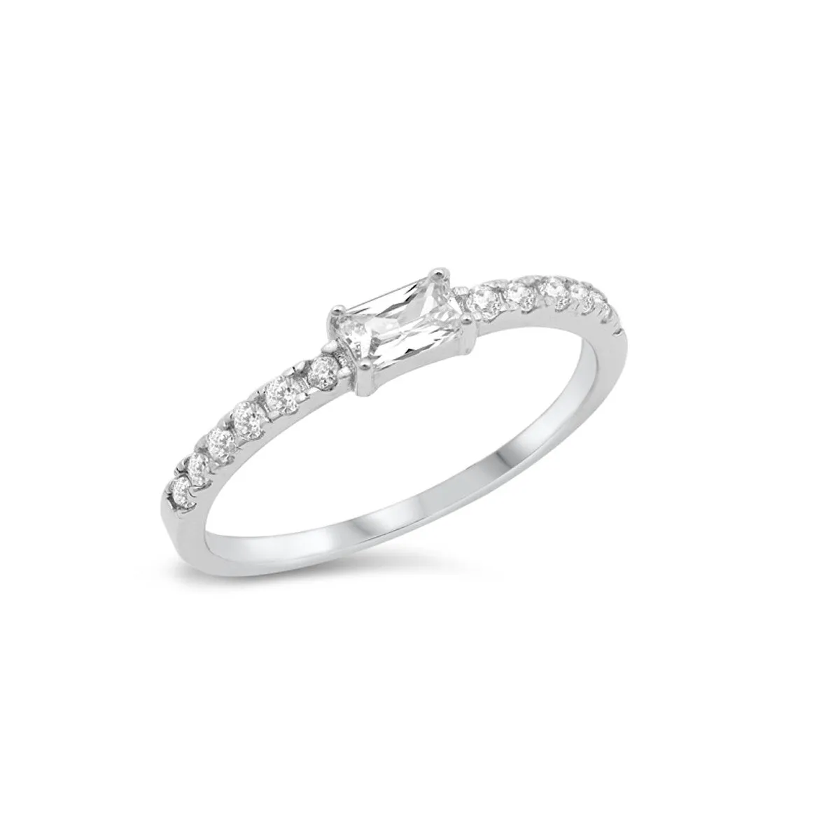 Cubic Zirconia and Sterling Silver Square Band Ring sold by Zulily