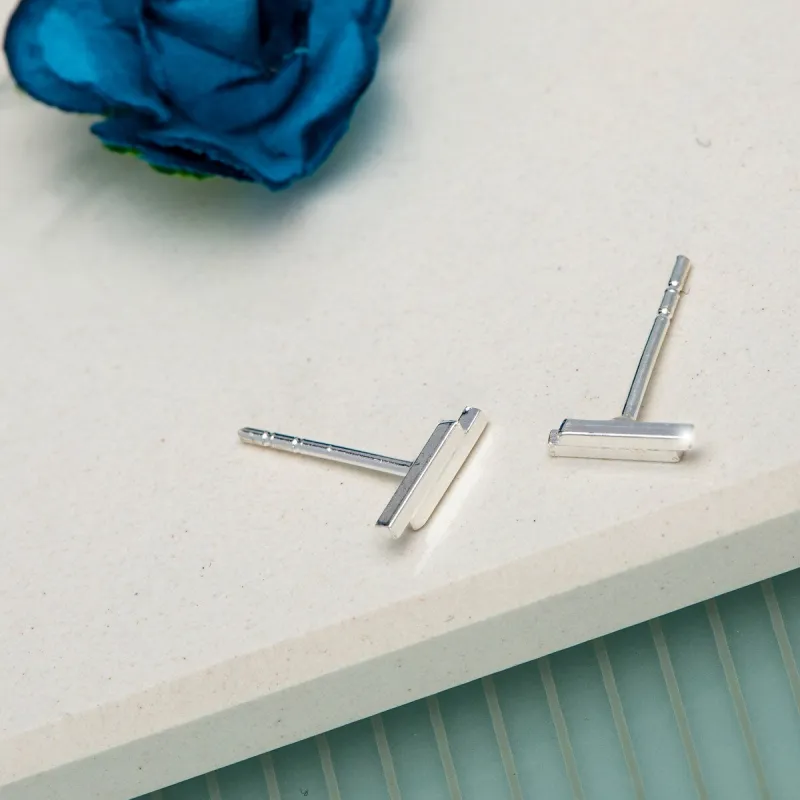 Sterling Silver Stacked Bar Stud Earrings sold by Zulily