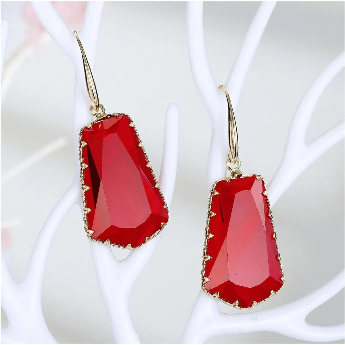 Goldtone Red Crystal Drop Earrings sold by Zulily