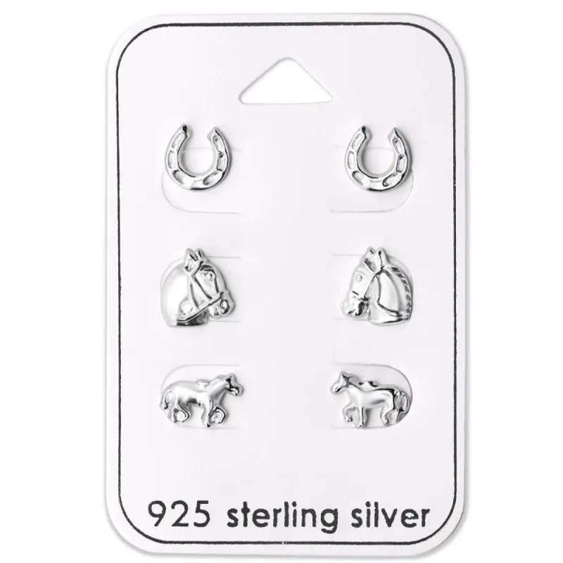 Sterling Silver Horse Stud Earrings Set sold by Zulily
