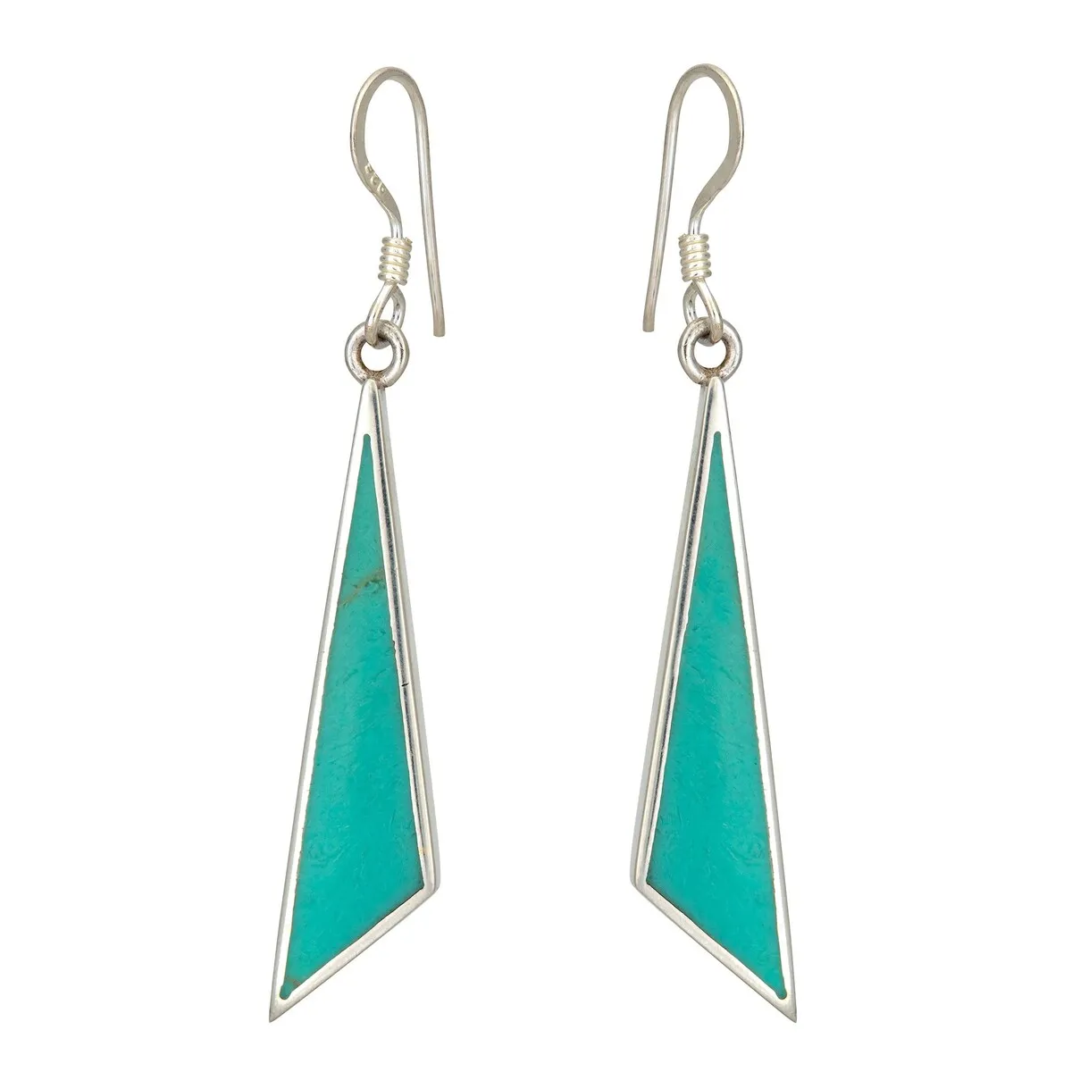 Sterling Silver & Turquoise Triangular Drop Earrings sold by Zulily