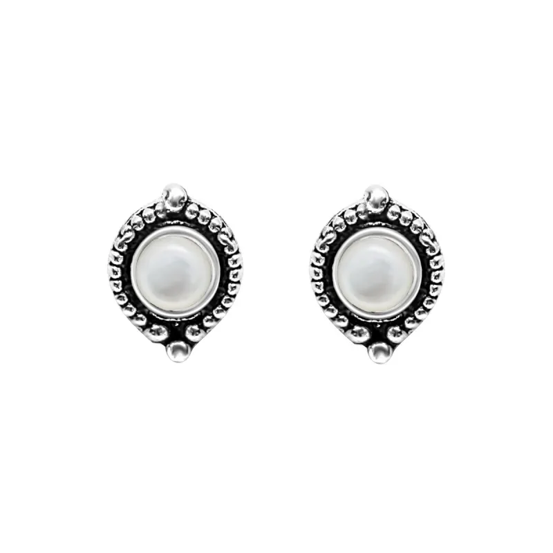 Sterling Silver Stud Earrings with White Gem sold by Zulily