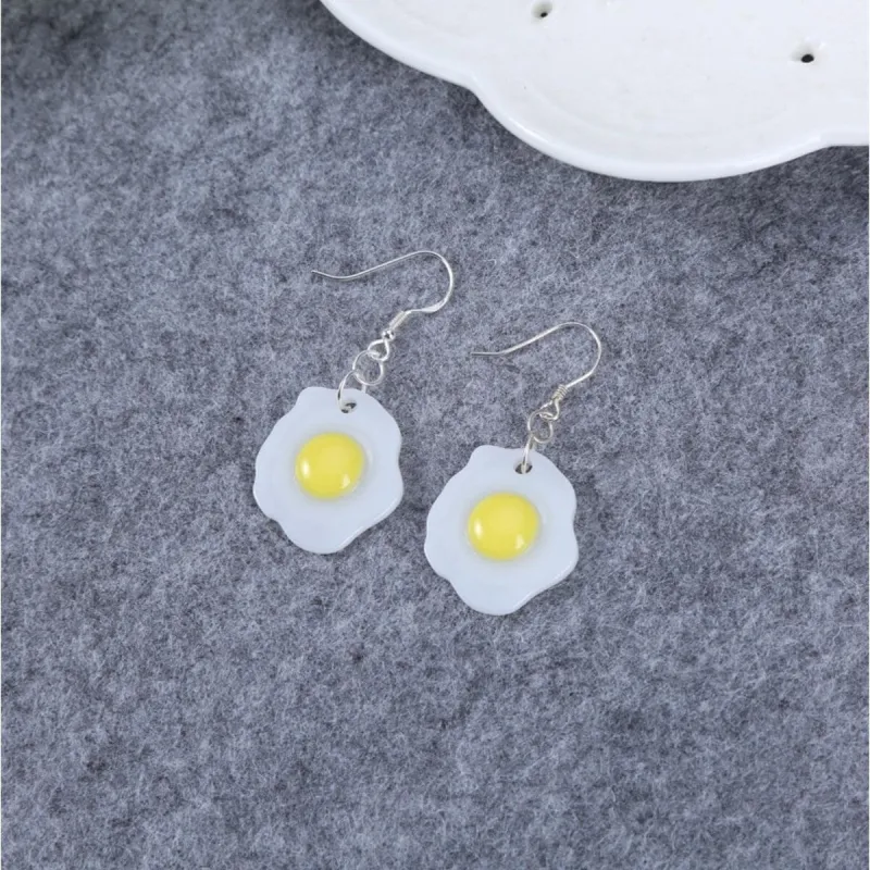 Silvertone Fried Egg Drop Earrings sold by Zulily
