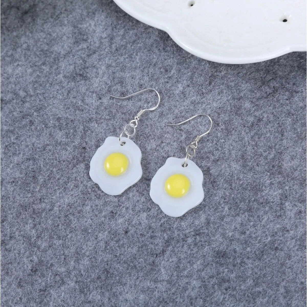 Silvertone Fried Egg Drop Earrings sold by Zulily