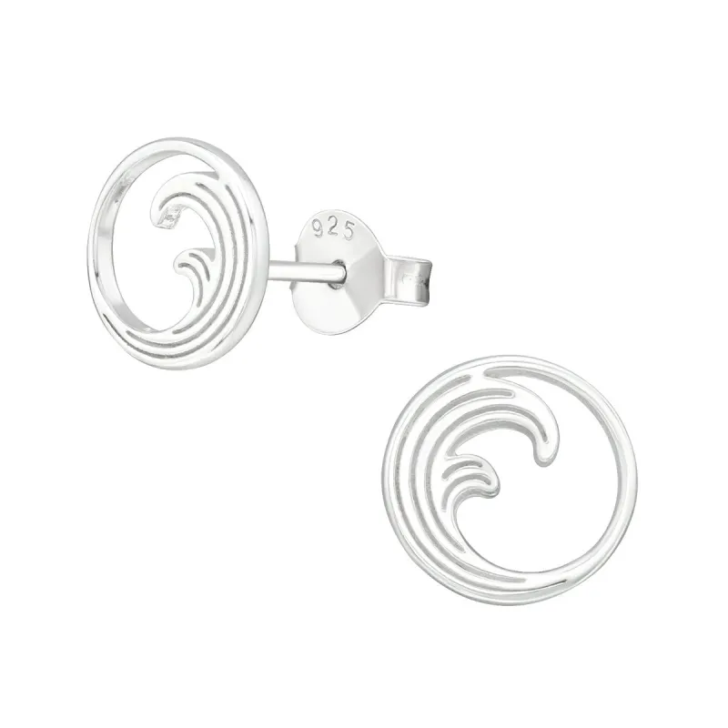 Sterling Silver Wave Circular Stud Earrings sold by Zulily