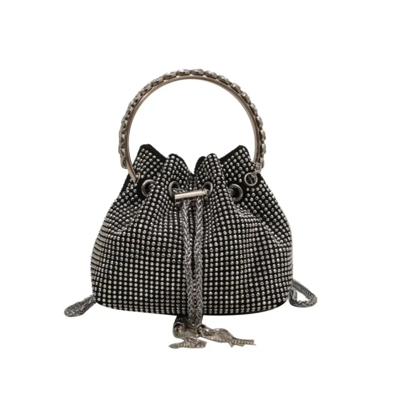 Black & Clear Crystal Studded Crossbody Hand Bag sold by Zulily
