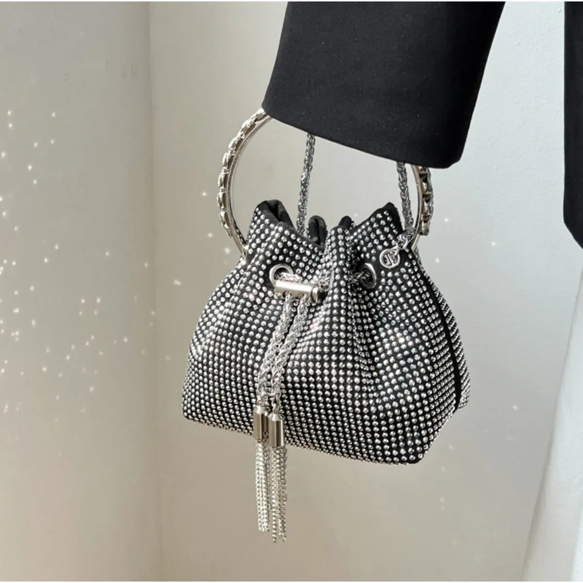 Black & Clear Crystal Studded Crossbody Hand Bag sold by Zulily product image thumbnail 2