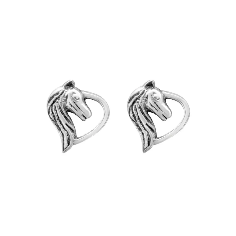 Sterling Silver Horse Heart Stud Earrings sold by Zulily