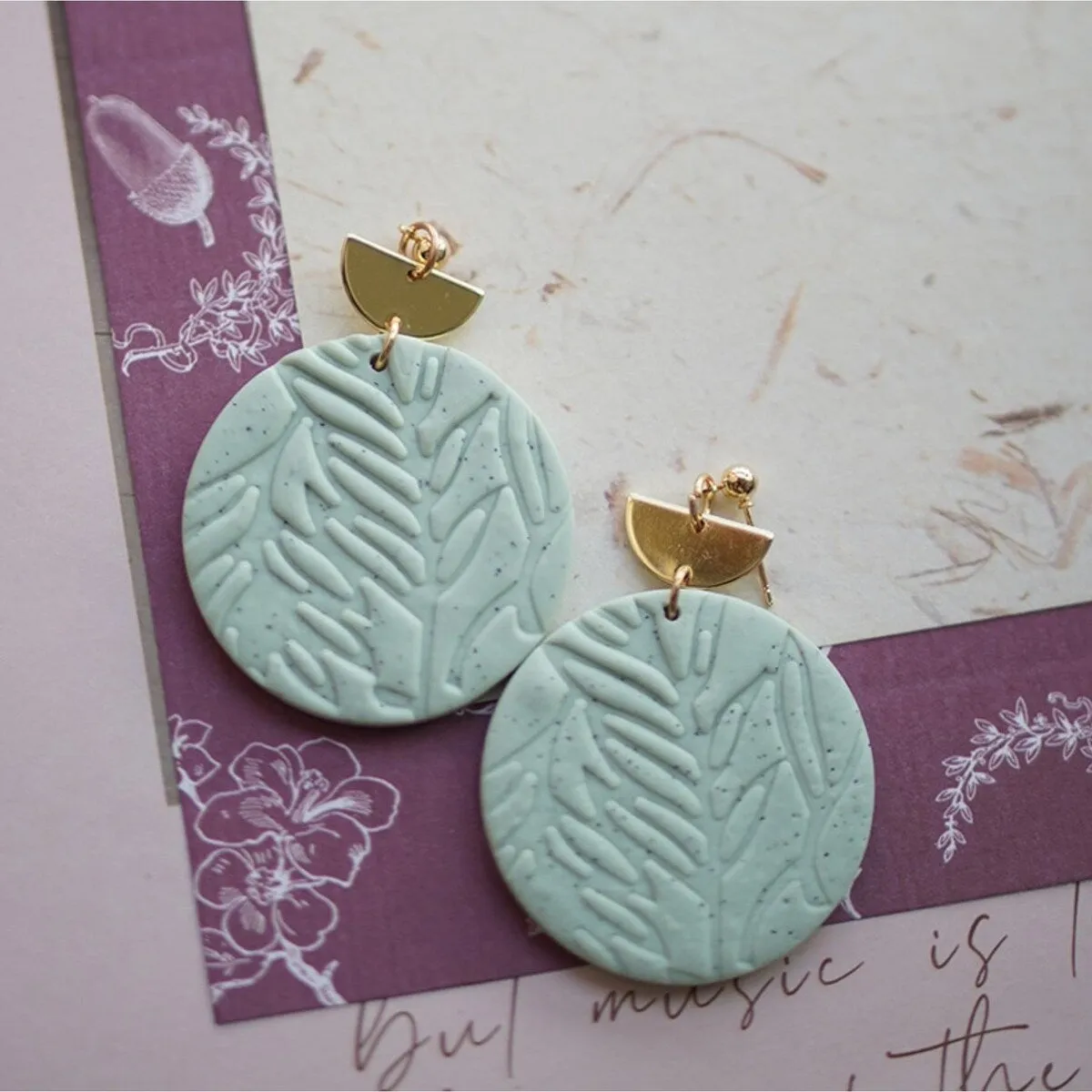 Goldtone & Green Circular Leaves Earrings sold by Zulily product image thumbnail 2