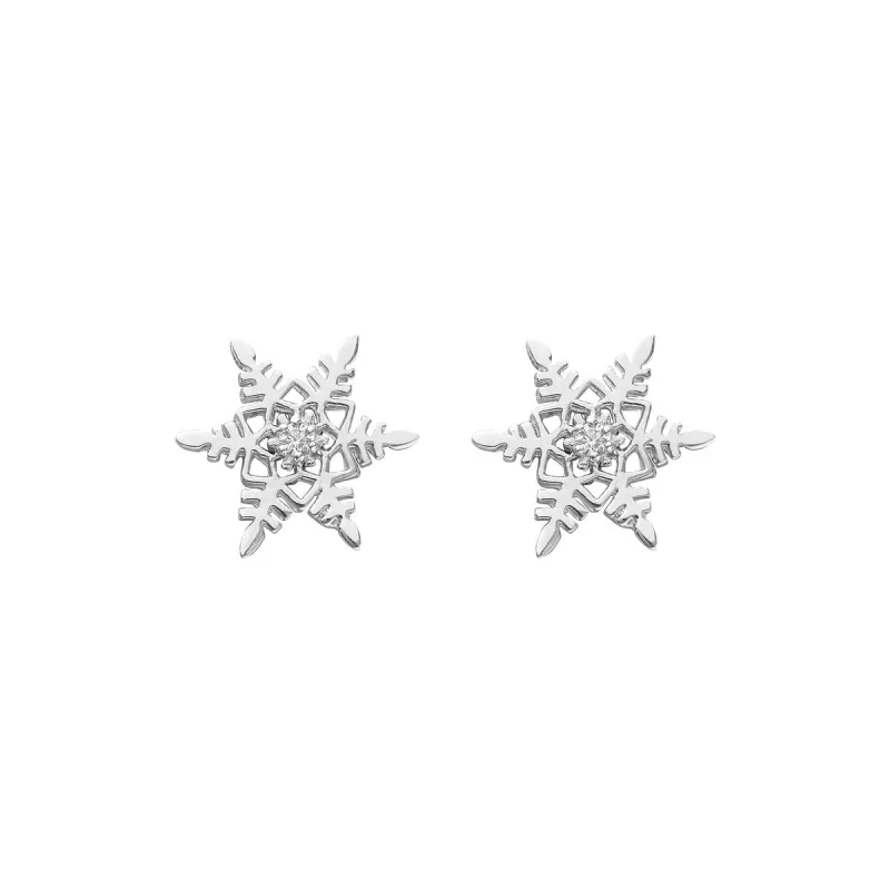 Sterling Silver Cubic Zirconia Ornate Snowflake Stud Earrings sold by Zulily