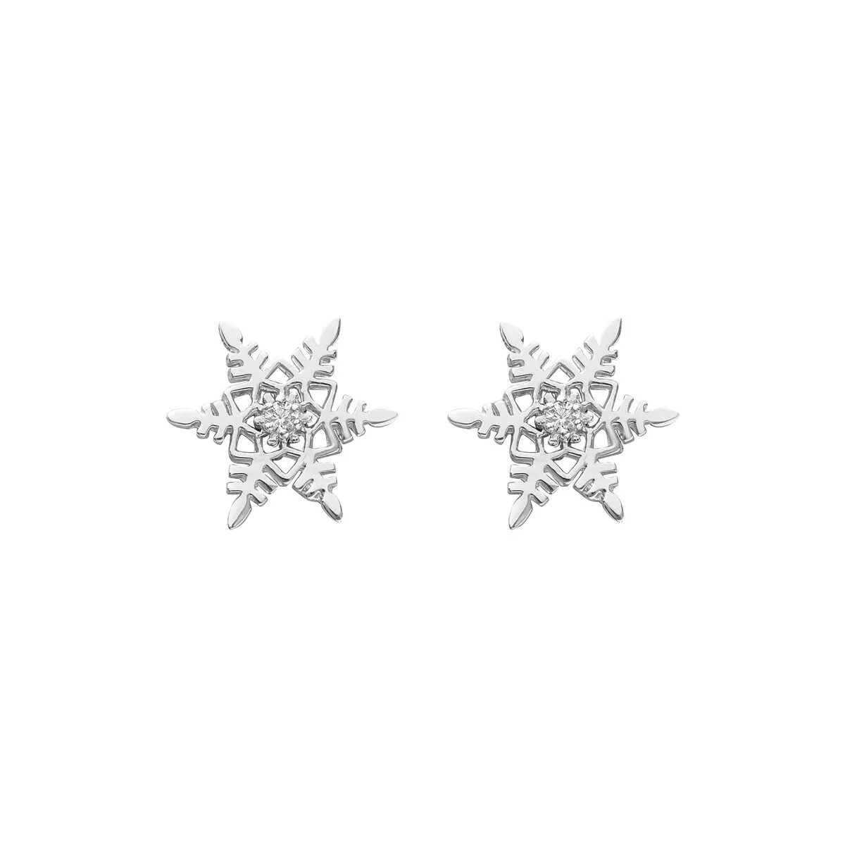 Sterling Silver Cubic Zirconia Ornate Snowflake Stud Earrings sold by Zulily