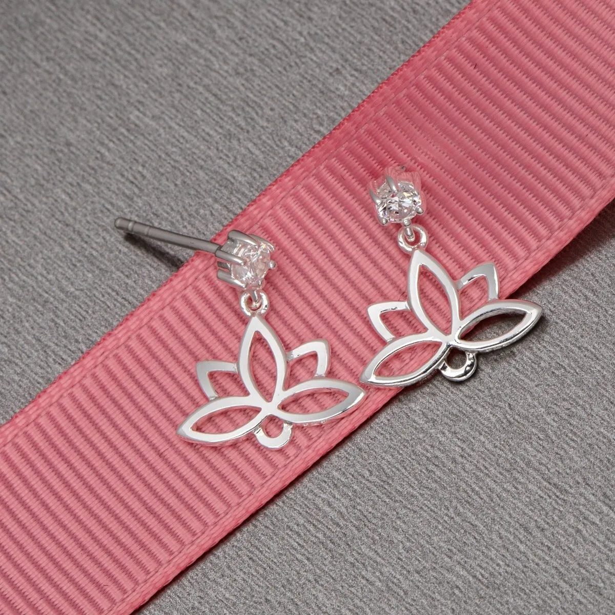 Sterling Silver Cubic Zirconia Lotus Drop Earrings sold by Zulily