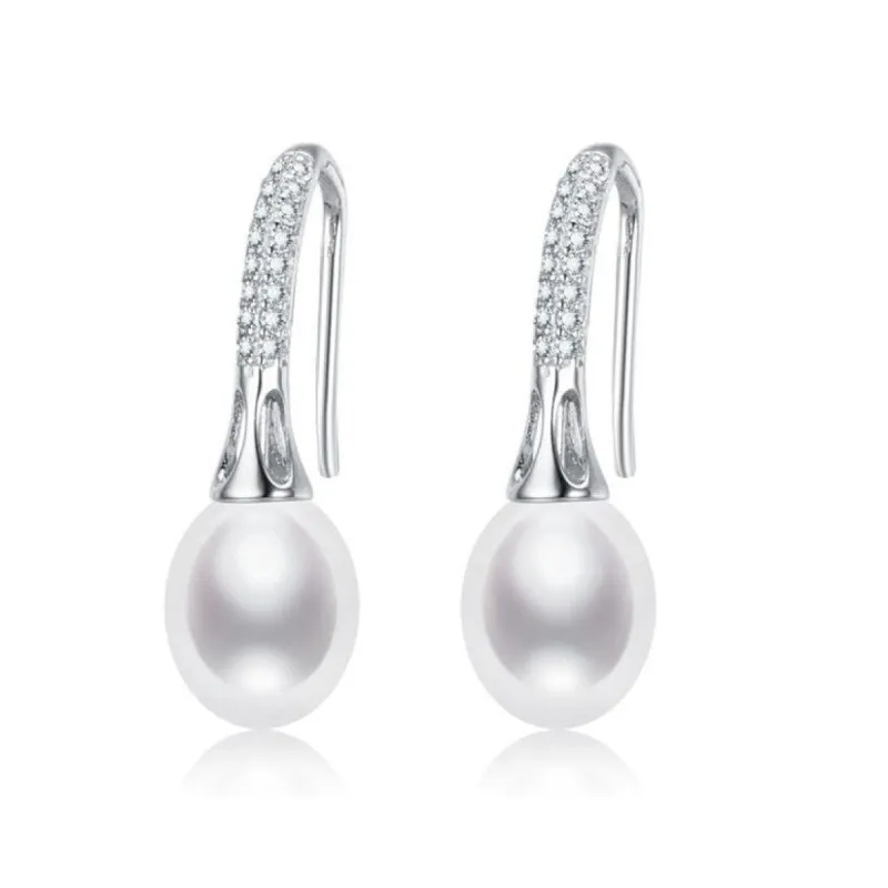 Oval White Freshwater Pearl Cubic Zirconia Threader Earrings sold by Zulily
