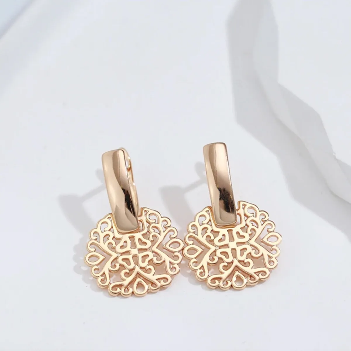 Goldtone Openwork Ornate Circular Drop Stud Earrings sold by Zulily product image thumbnail 2