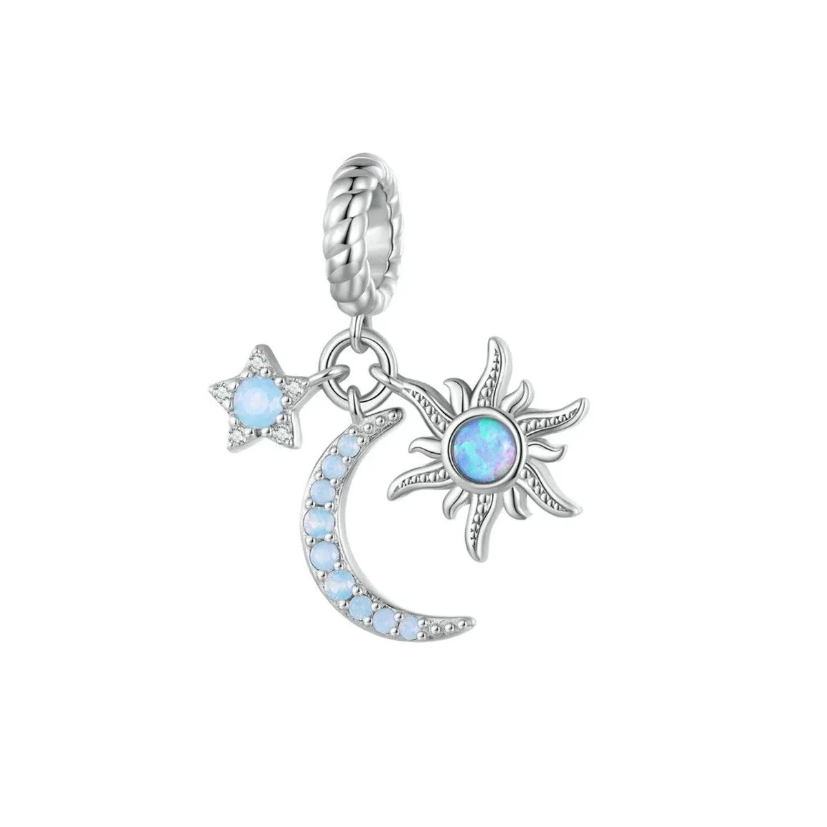 Blue Cubic Zirconia & Sterling Silver Moon & Sun Charm sold by Zulily
