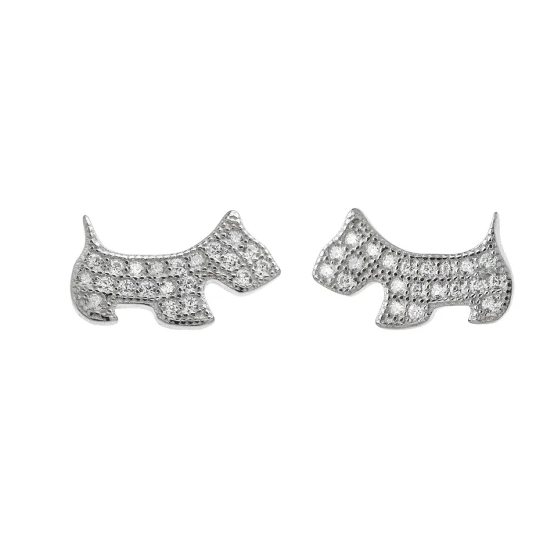 Sterling Silver Cubic Zirconia Dog Stud Earrings sold by Zulily