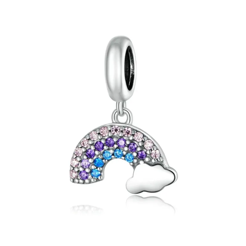 Sterling Silver Multi Colored Cubic Zirconia Rainbow Hanging Charm sold by Zulily