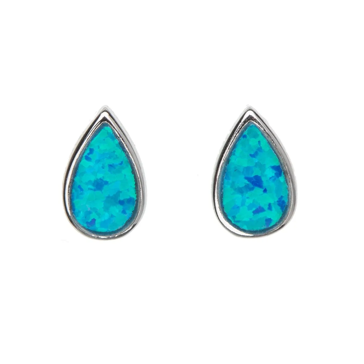 Sterling Silver Blue Opal Teardrop Stud Earrings sold by Zulily