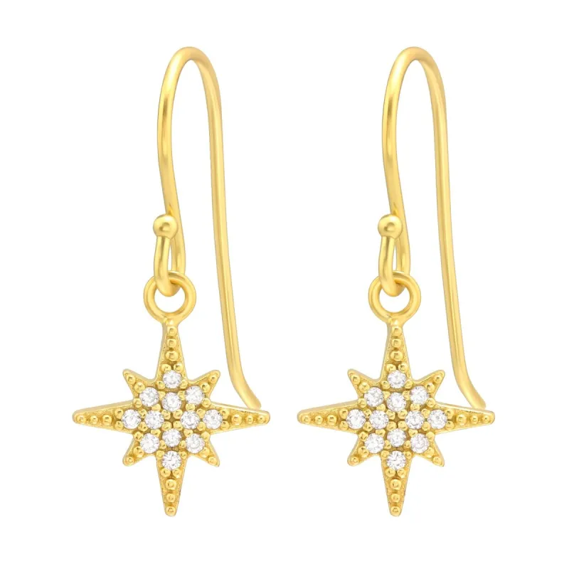 Cubic Zirconia & Sterling Silver 18k Gold-Plated North Star Drop Earrings sold by Zulily