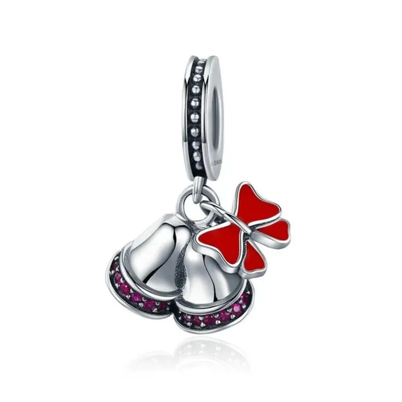 Sterling Silver Red & Pink CZ Holiday Bells Bracelet Charm sold by Zulily