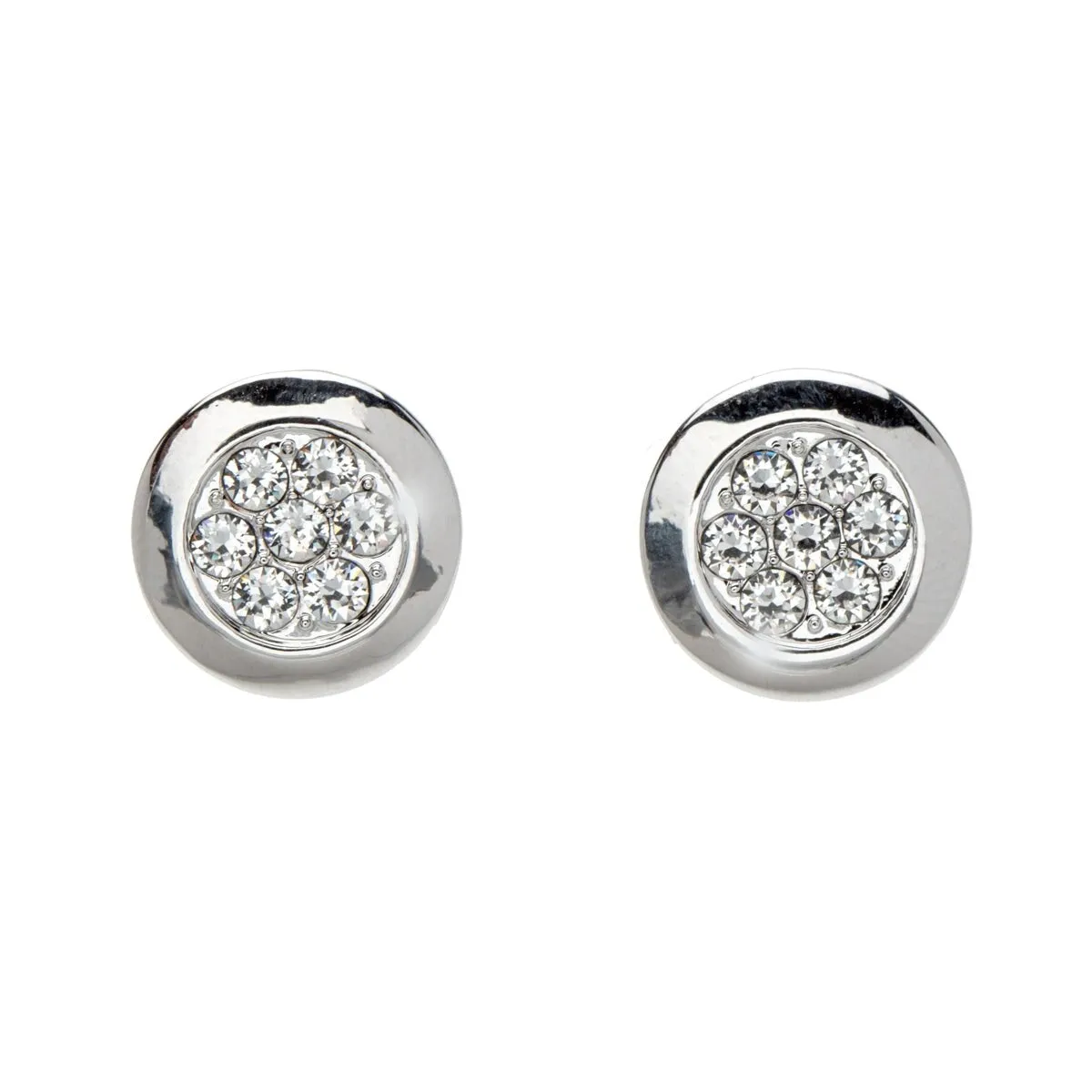 Silvertone Pave Stud Earrings With Swarovski Crystals (81519-1) sold by Zulily