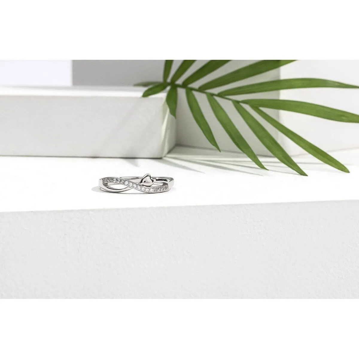 Cubic Zirconia & Sterling Silver Heart Crossover Ring sold by Zulily