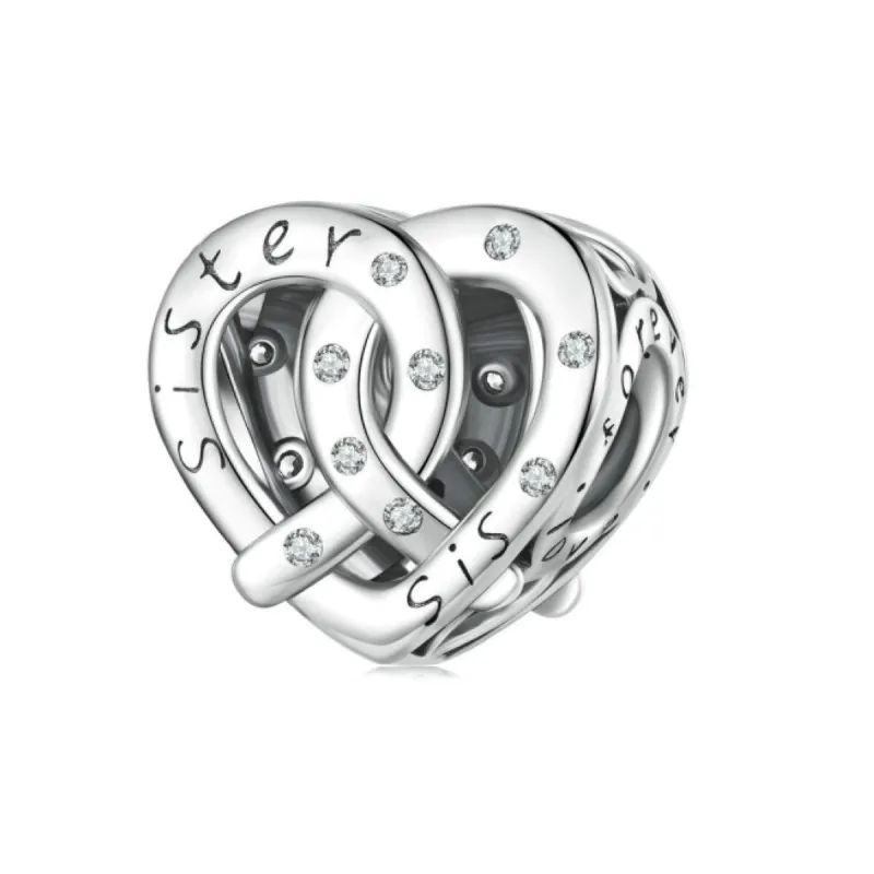 Sterling Silver & CZ Interlocked Hearts Sister Charm sold by Zulily