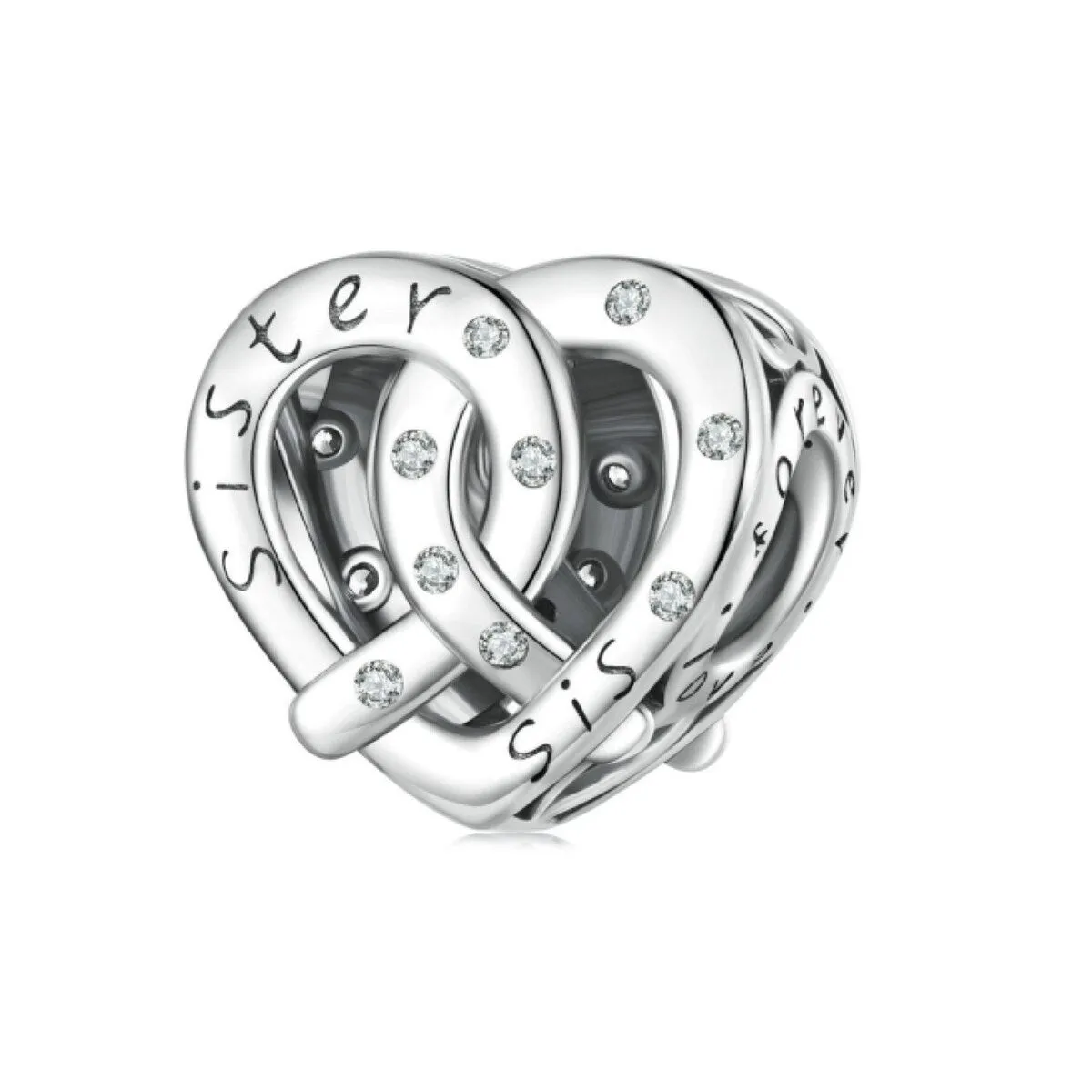 Sterling Silver & CZ Interlocked Hearts Sister Charm sold by Zulily