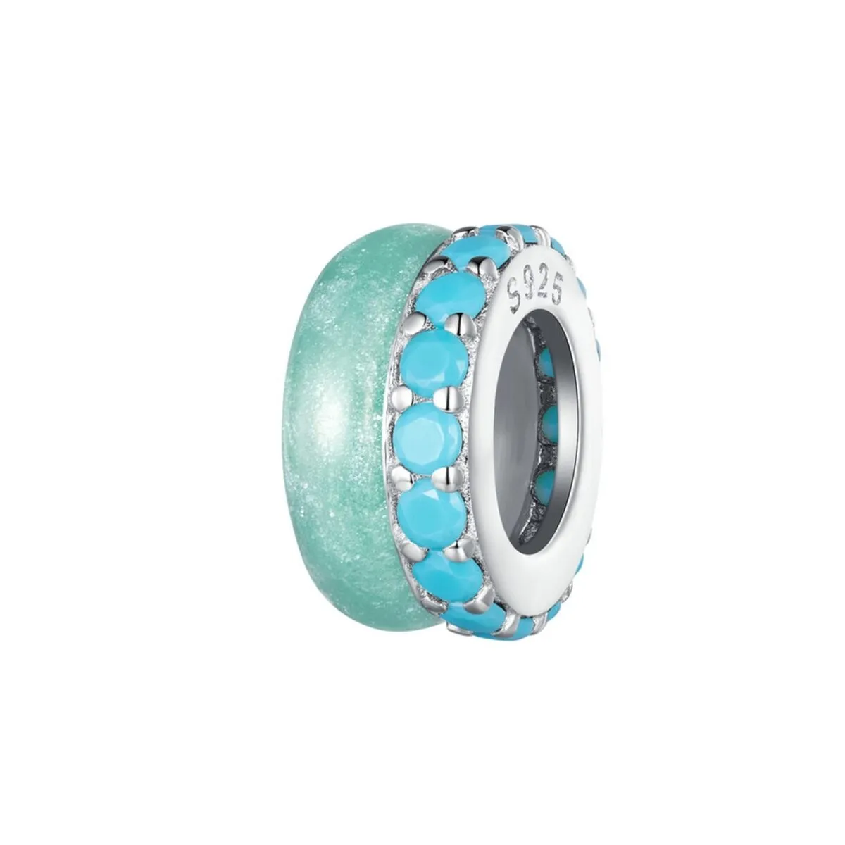 Cubic Zirconia & Sterling Silver Dual-Pavé Rondelle Charm sold by Zulily product image thumbnail 2