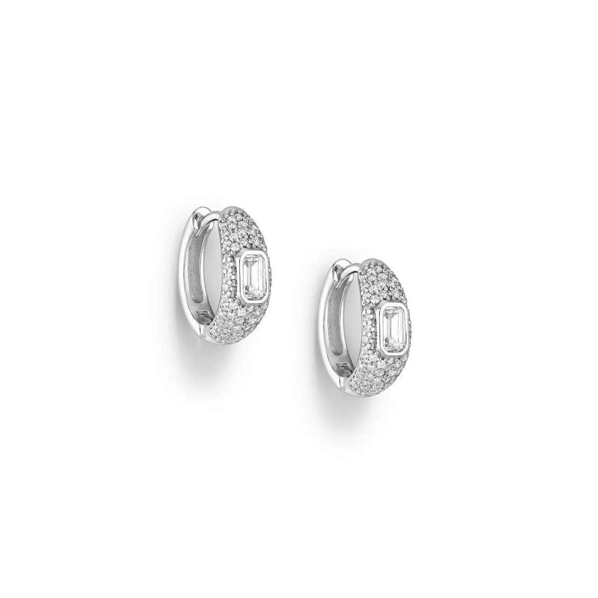 Sterling Silver Hoop Earrings with Cubic Zirconia sold by Zulily