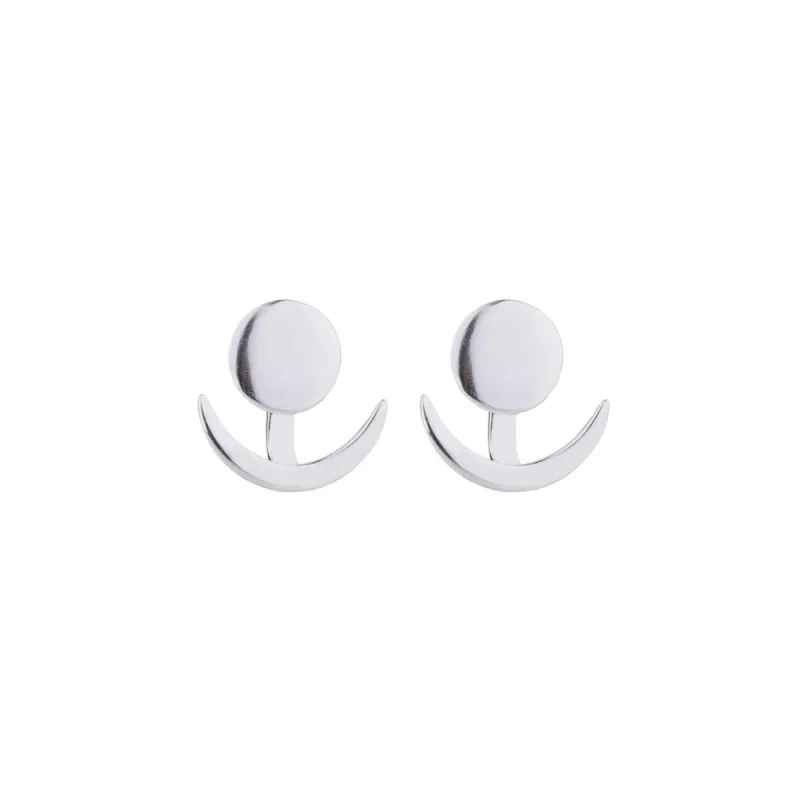 Silvertone Crescent Moon Circular Ear Jackets sold by Zulily