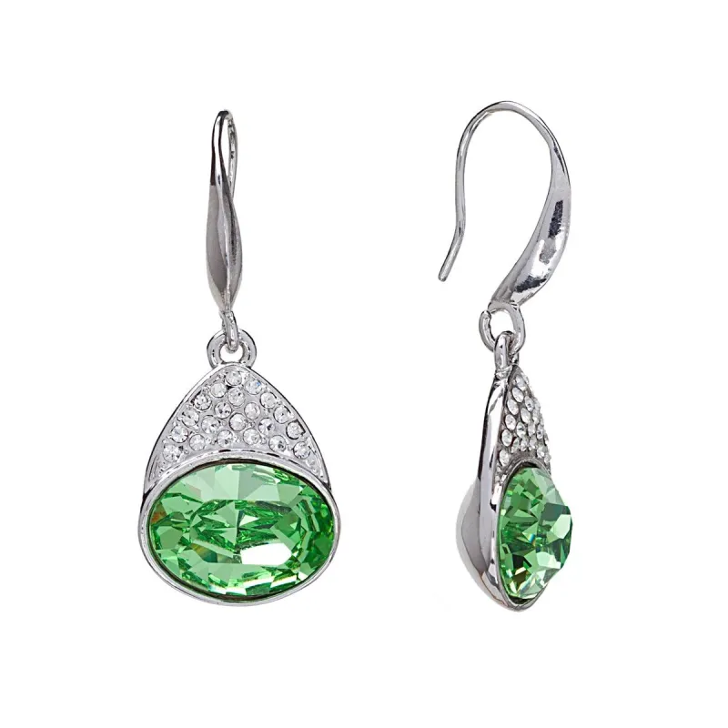 Silvertone Drop Earrings with Green & Clear Swarovski Crystals sold by Zulily