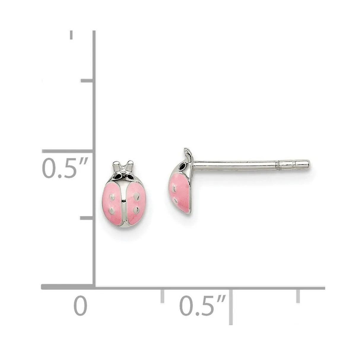 Curata 925 Sterling Silver Polished 4x6mm Pink Enamel Ladybug Post Earrings sold by Zulily product image thumbnail 2