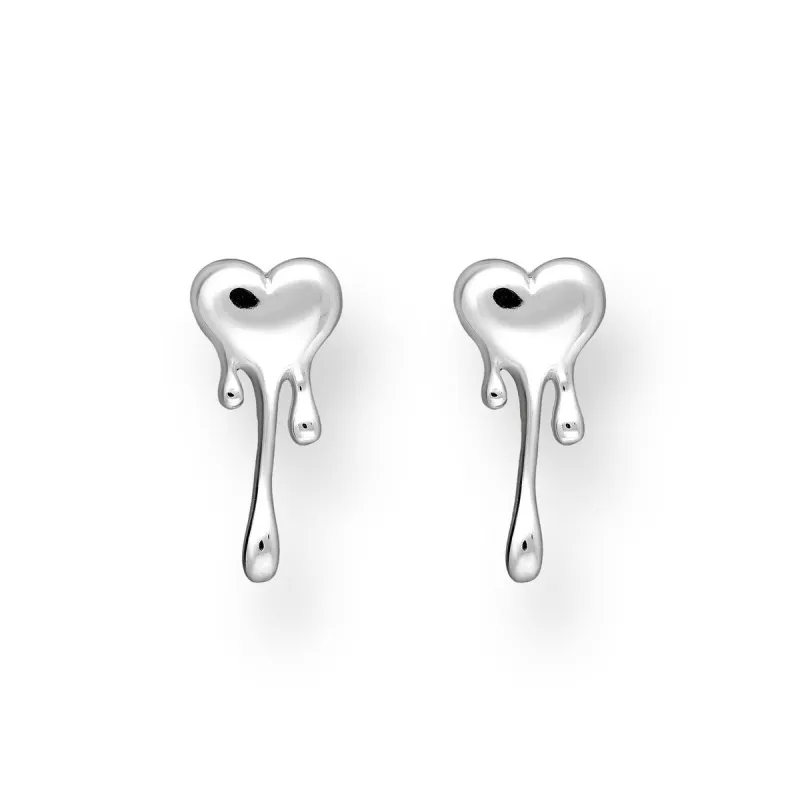 Sterling Silver Melting Heart Stud Earrings made by Zulily