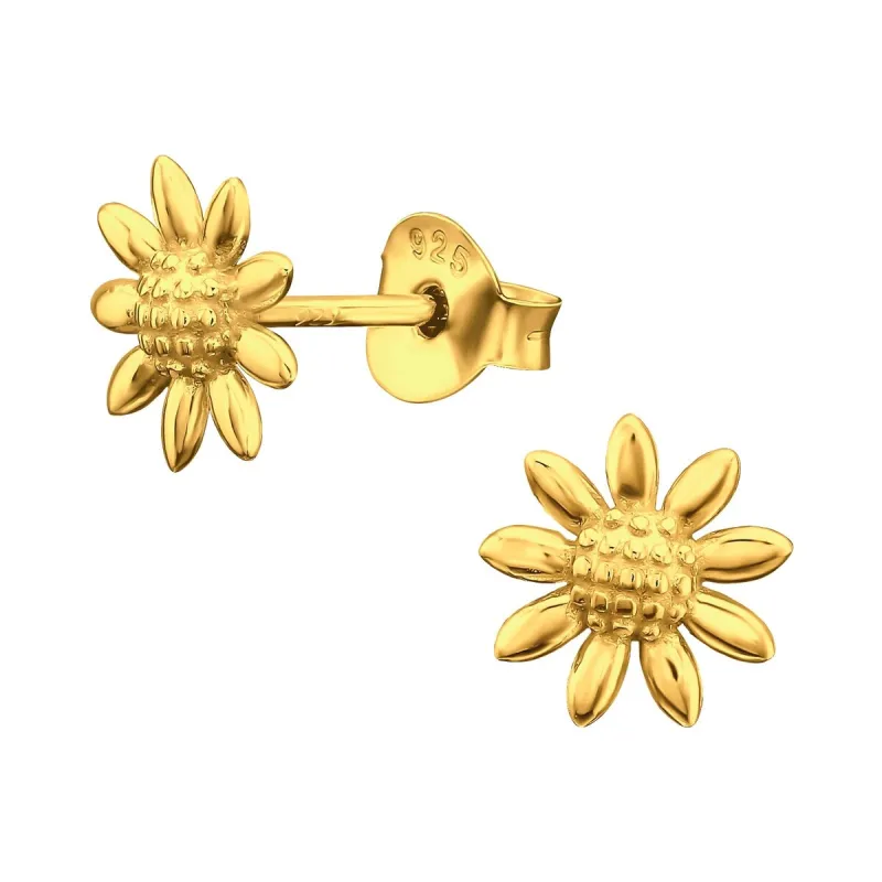 Sterling Silver 18k Gold-Plated Sunflower Stud Earrings sold by Zulily