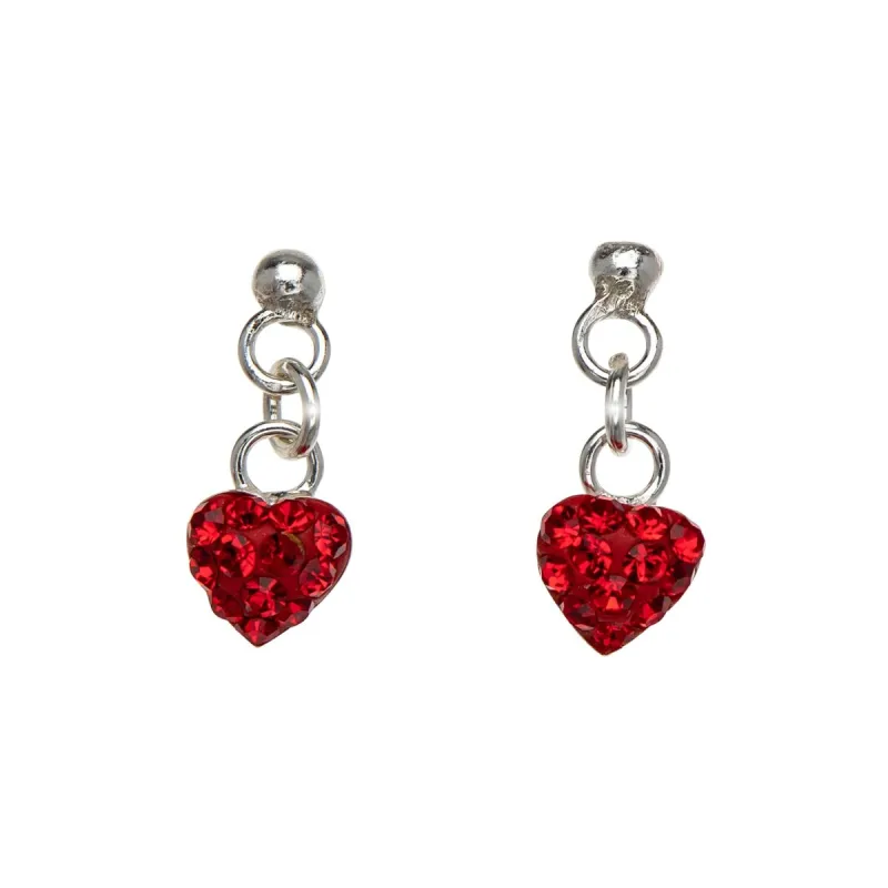 Sterling Silver Red Cubic Zirconia Heart Drop Earrings sold by Zulily