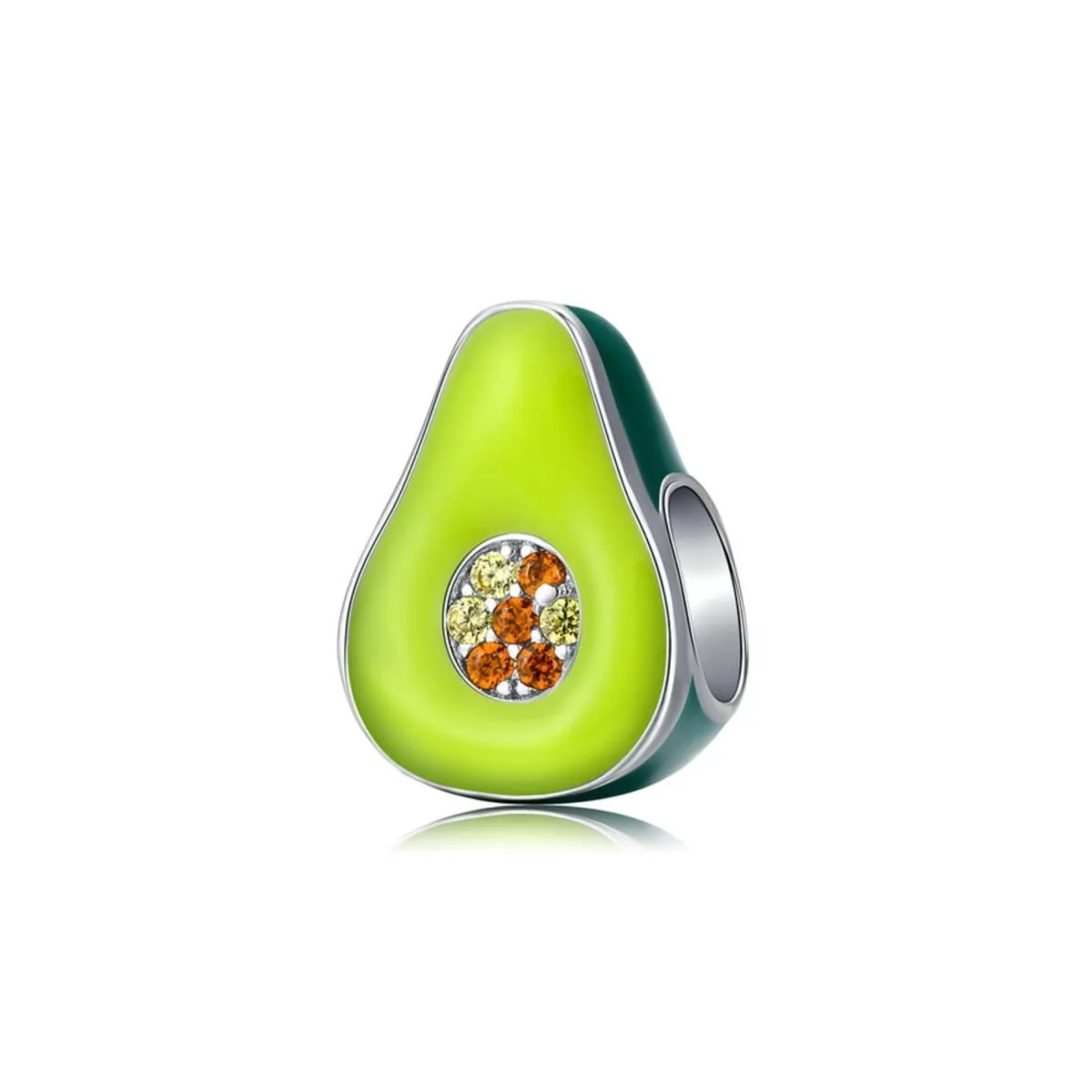 Sterling Silver Green Avocado Cubic Zirconia Charm Bead sold by Zulily
